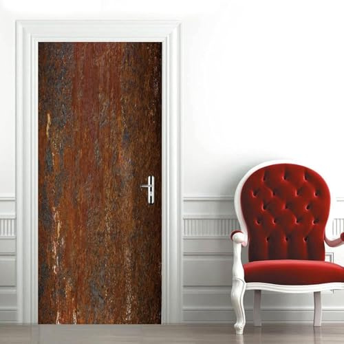 Türbekleben Rost Türtapete, Selbstklebend TürPoster Rost Türbilder, 3D Fototapete Türfolie Poster Tapete Türaufkleber Tür Tapeten 95 x 215 cm q2802