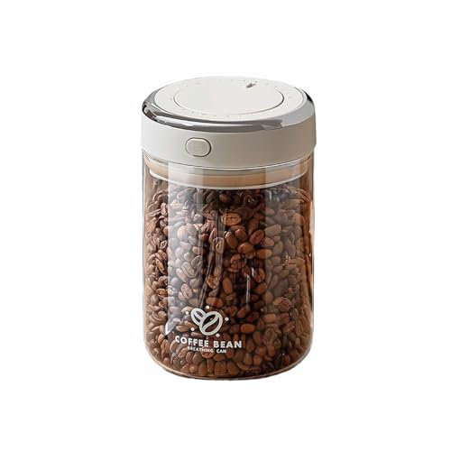 EASYLOCK Glass Airtight 370g Coffee Bean Storage Container, Clear Coffee Canister (1.1L) with One-way Valve to Release CO2