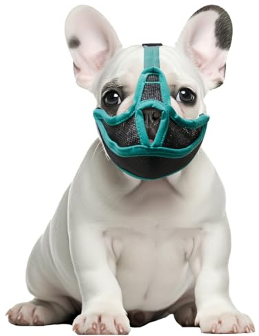 Maulkorb für Hunde, kurze Schnauze, französische Bulldogge, atmungsaktiv, verstellbar, Netzmaske für flaches Gesicht, Netzmaulkörbe für Shih Tzu Mops, englische Bulldogge, Maske gegen Beißen, Kauen,