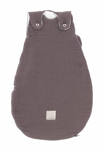 TRÄUMELAND Babysovsäck av muslinchoklad, andas, lätt och hudvänlig, växande året runt babysovsäck med integrerad ventilation, 2,5 TOG Öko-Tex 100-certifierad