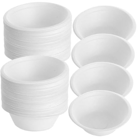 SEWOART 100pcs Large Eating Paper Bowl Unbreakable Camping Bowls Soup Containers Food Packaging Snack