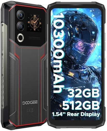 DOOGEE Blade20 Ultra Rugged Smartphone, 32GB+512GB Android Phones with 1.54 Rear Screen, 10300mAh, 50MP AI Camera, 6.6 HD+, 4G Dual SIM Free Unlocked Mobile Phones, 3 Card Slots/NFC/IP68 Waterproof