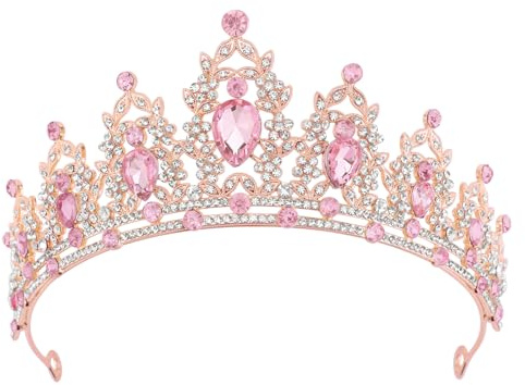 DRESHOW Couronne d'anniversaire pour Femmes Tiare de Cristal pour Filles Accessoires de Cheveux Tiare de Mariage Couronne de Princesse Pailletée Serre-tête de Fête Diadèmes pour Femme