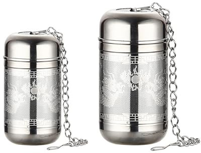 2PCS Tea Strainers for Loose Tea, Extra Fine Mesh Tea Infuser, 316 Stainless Steel & Updated Slim Threaded Lid, Loose Leaf Tea Steeper for Black Tea (Large+Small)