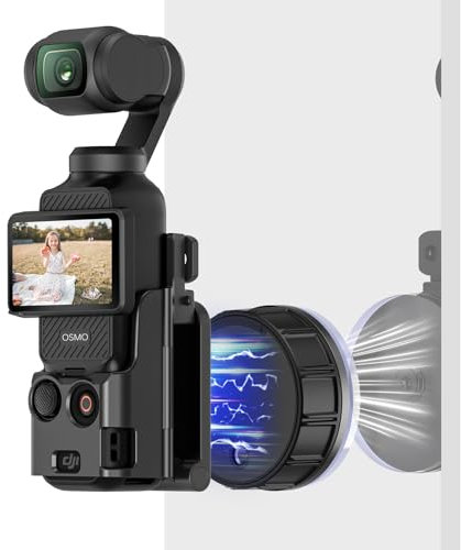 AMAZEAR Magnetische Halterung und Saug-Halter-Combo für DJI OSMO Pocket 3 Zubehör Hervorragende Starke Adsorptionskraft Magnetklammer und Basisständer für Spiegel, Glas, Fliesen, Metall, Schwarz