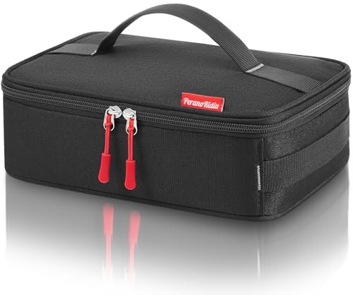 PeranoRidia 4L Bolsa Termica Porta Alimentos Pequeña, Bolsa Comida Trabajo para Hombres y Mujeres, Lancheira y asa acolchada, Lunch Bag para Picnic, Trabajo, Oficina, Escuela, Negro