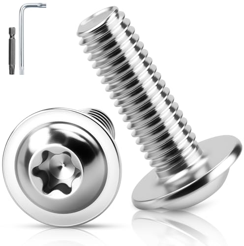 TXXATX M6 Flachkopfschrauben mit Flansch 25 Stück Schrauben Torx M6x16 mm Linsenkopfschraube Edelstahl A2 V2A Flanschschrauben ISO 7380-2 Gewindeschrauben mit Torx Schlüssel für Holz Gerüst Wartung