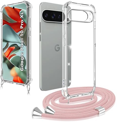 XCYYOO Cover con Cordino Compatibile con Google Pixel 10 Pro XL Custodia Catena Cellulare Girocollo Tracolla,Collana Laccio Telefono Necklace Cordoncino Practical Trasparente Silicone Antiurto Cover