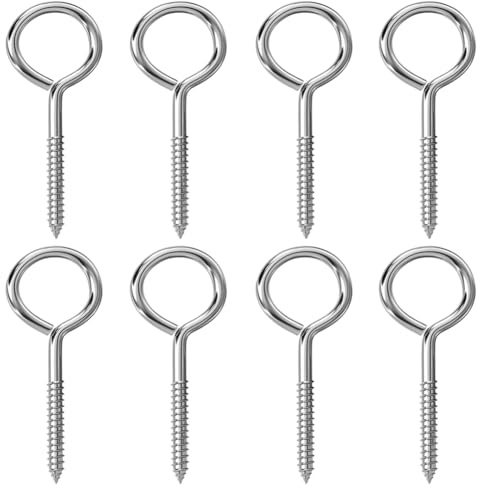 8 Piezas Ojales de Tornillo M8 Ganchos de Tornillo Pernos de Ojo de Acero Inoxidable 304 Hembrillas Cerradas Atornillables Cancamos Grandes y Alcayatas 100mm