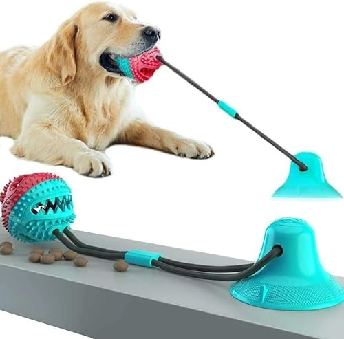 YIPSKIRZY Dog Chew Toy for Aggressive Chewers, Suction Cup Interactive Tug Toy for Dogs, Durable TPR Teeth Cleaning Toy, Puppy Dental Care Toy for Training, Anxiety Relief & Boredom