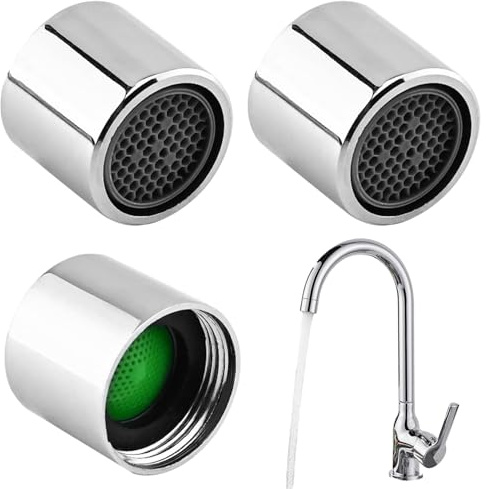 3er-Set Strahlregler für Wasserhähne, 18 mm Gewinde, Ersatz-Strahlregler mit Dichtung, Metall-Armaturenaufsatz für Küche, Bad und Haushalt.