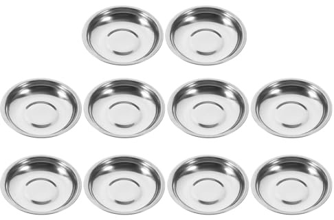 WESIEVYA Set 10 Piattini Rotondi in Acciaio Inossidabile 10 CM per Salse e Condimenti Piccoli Piatti di Metallo per Antipasti per Uso Domestico Ristoranti e Catering