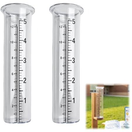 VoxelTek Vetro di Ricambio per Pluviometro con Scala Nera, Set da 2 Pezzi – Cilindro in Vetro Trasparente 15x4 cm per Stazioni Meteorologiche, Resistente alle Intemperie, Usabile con o Senza Telaio