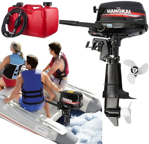 Aussenbordmotor 6,5 PS 4 Takt Außenborder Motor CDI Wasserkühlt Fischerboot Benzinmotor, Upgrade 123CC Bootsmotor Benzin für Fischerboote, Boote und Schlauchboote - EU Stock