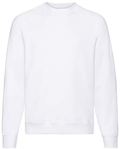 Fruit of the Loom Män Raglan klassisk tröja, Vitt, XL