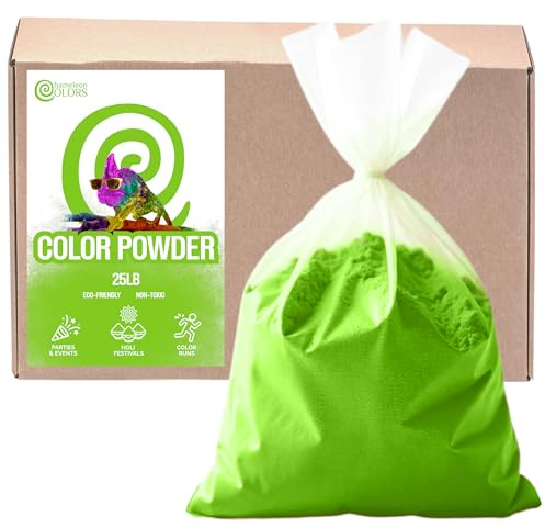 Chameleon Colors 25 lb. Color Powder, 1 Pack, Vibrant Green, 15-20 People, Non-Toxic & Gluten-Free, Color Powder for Outdoor Games, Play, Wintertime & Snow Activities