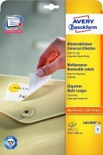 Avery Zweckform© L6023REV-25 Universal-Etiketten, 63,5 x 38,1 mm, 25 Blatt/525 Etiketten, weiá