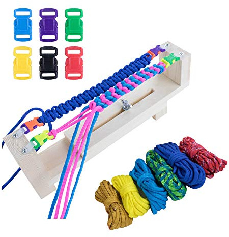 Craft County Jig Bracelet Maker mit Fallschirmschnur – Heavy Duty Schnallen – Armband Maker mit 6 Hanks und 6 Quick Release Schnallen – Flechten, Weben, DIY, Basteln, Werkzeugset