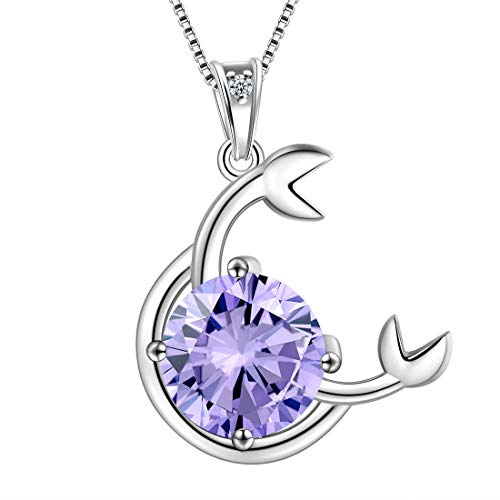 Aurora Tears Cancer Necklace 925 Sterling Sliver 12 Zodiac Pendant Constellation June Birthstone Necklace CZ Horoscope Jewellery Gift for Women and Girls DP0134X