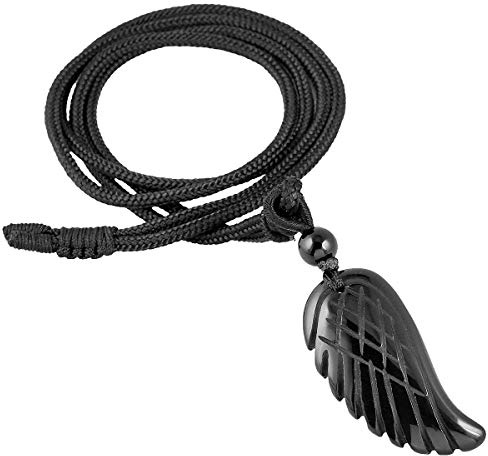 KYEYGWO Engelsflügel Anhänger Kristall Kette | Reiki Heilung Edelstein Verstellbare Nylonseil Halskette Amulett Glücksstein Meditation Spiritueller Geschenk Damen Herren
