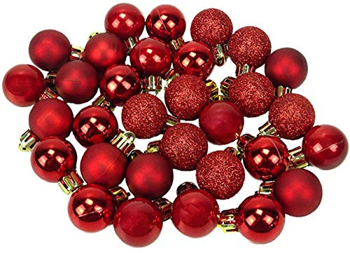 Bolas de Navidad, Decoraciones de Bolas de Navidad 4 cm 24 Unids/Caja Árbol Adorno(Rojo)