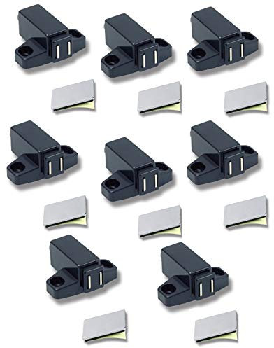 UMAXO® Push-to-Open, automatischer magnetischer Druckverschluß | Tür Druckschnapper Touch-Latch | Möbel-Schnäpper | Federschnäpper mit selbstklebendem Gegenstück (rechteckig) (8 Stück)