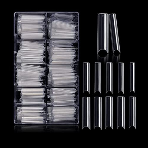 Kalolary 500pcs Uñas Postizas Transparentes, Puntas de Uñas Curvadas en C Extra Largas Uñas Artificiales Acrílicas Uñas de Bailarina Extra Largas Para el Diseño de Uñas de Bricolaje
