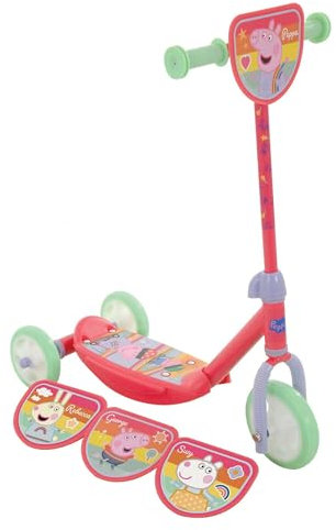 Peppa Pig Switch It Multi Tri-Scooter Offiziell lizenzierter Charakter-Scooter für Kinder – Inklusive 4 austauschbaren Plaketten – Höhenverstellbar, robuster Stahlrahmen, pannensichere Reifen ab 3