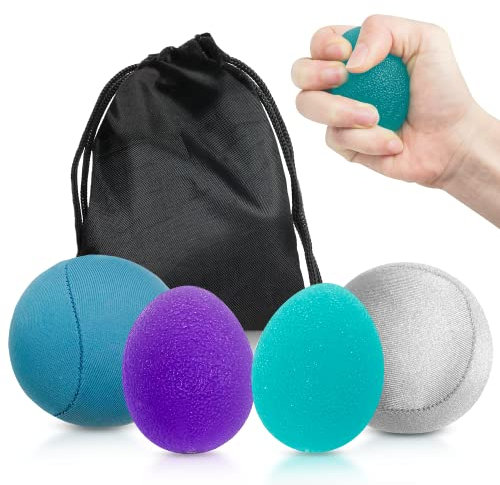envami® 4 x gel stressboll för vuxna – anti-stressbollar med olika styrkor och storlekar – anti-stressboll med doft för koncentration-motiverande antistressleksak – wutball