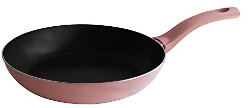 Prima Collection Portofino - Poêle en aluminium avec revêtement antiadhésif à 5 couches et poignée anti-brûlure, Ø 24 cm, convient à tous les feux sauf l’induction, rose coucher de soleil