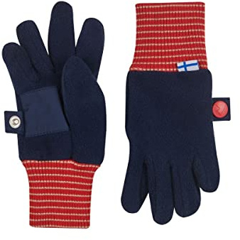Finkid Sormikas Blau - Warme atmungsaktive Kinder Fleece Fingerhandschuhe, Größe M - Farbe Navy - Red