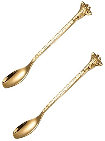 2 Pcs 304 Stainless Steel Giraffe Long Handle Latte Spoons for Coffee, Espresso, Hot Chocolate & More