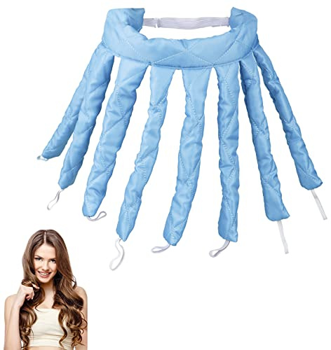 Heatless Curling Rod,Octopus Heatless Curling Rod Headband,Soft No Heat Hair Curlers,No Heat Wave Hair Curlers Styling Tools,for Overnight DIY Hair Styling Tools (blue)