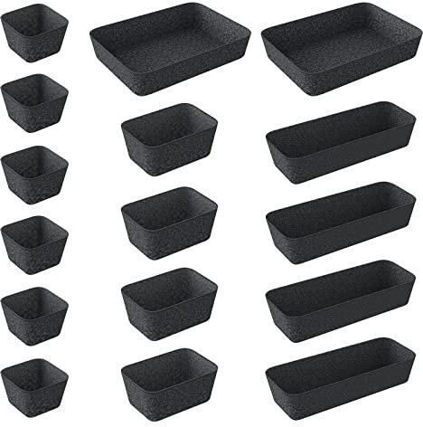 Cinnani 16 Stück Schubladen Ordnungssystem, Schubladen Organizer mit 4 Größen, Filz Organizer Schublade, Schubladen Aufbewahrungsbox für Make-Up Kosmetik Schminktisch Büro Schreibtisch Küche Bad