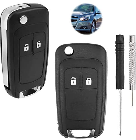 Paquete de 2 Carcasas de Llave remota de Coche de 2 Botones. Compatible con Chevrolet Aveo, Matiz, Cruze, Captiva, Spark, Orlando, Trax y Opel Vauxhall Astra, Insignia, Vectra.