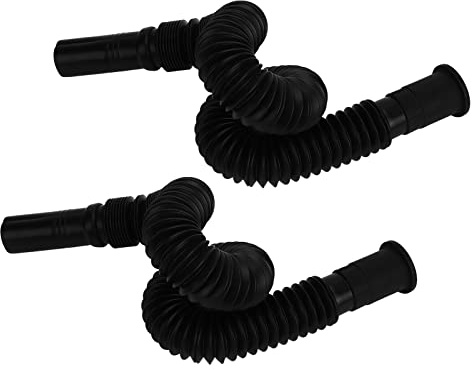 Tuyau De Vidange Flexible Et Extensible En PVC, Lot De 2 Tuyaux De Vidange Ondulés Noirs Pour évier De Salle De Bain Pour Cuisine, Salle De Bain, Toilettes