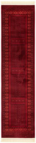 SPIRIT OF ART New Area Teppich, traditionell, orientalisch, Tribal, Torkaman, Teppich-Kollektion, 60 cm x 3 m, Rot/Schwarz – Läufer