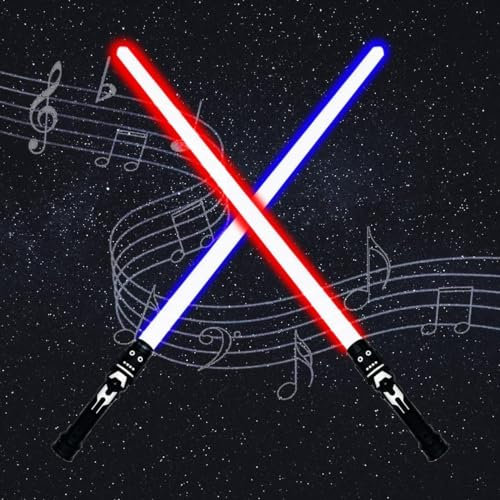 JUNBAOYYDS Laserschwert Kinder,2 in 1 Lichtschwert,Doppelklingen Laserschwert,Laserschwert, Star Wars Lichtschwert,Duell Lichtschwerter, Partygeschenke Cosplay Spielzeug für Kinder (Red Blue)