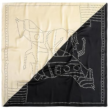 FUSHENGTER Schal Mütze Damen Halstuch Herren Schals Poncho Schwarz-Weißes Patchwork Aus Seidenschals, Quadratische Zebra-Seidenschals Für Damen