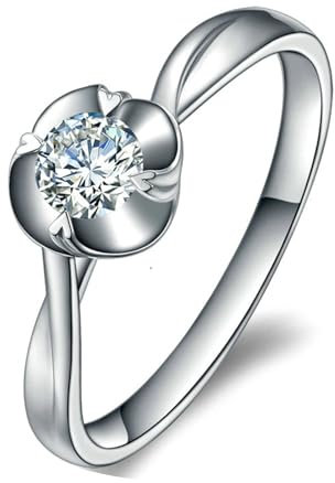 ANAZOZ Eheringe 950 Platin, Solitärringe für Damen Trauringe mit Labor Diamant 0,2 Karat größe 48 (15.3)