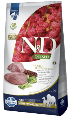 Farmina, N&D Quinoa Weight Management, Agnello, Broccoli e Asparagi, Cane Adult Medium/Maxi, 7kg