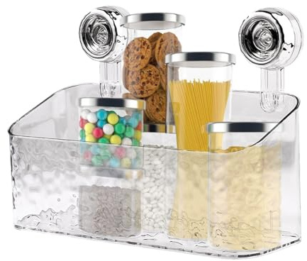 Bvizyelck Estante De Ducha con Ventosa - Baño Sin Taladro, Carrito De Baño Montado En La Pared, Organizador De Estante De Baño, Cesta para Ducha para Champú, Acondicionador, Jabón