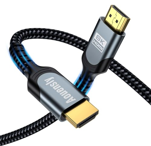 Aouensly 8K HDMI 2,1 Kabel 1,5M mit Nylon Geflochtenem Kabel - Ultra High Speed, 48Gbps, Unterstützt 8K@60Hz, 4K@120Hz, Dolby Vision Atmos, eARC, Kompatibel mit TV, PS5, Xbox Series X