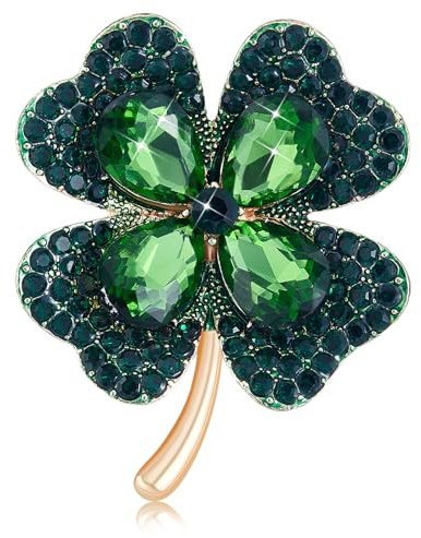 LEGENTLISUR Gold Brosche Damen Brosche Zirkonia Kristalle Damen Brosche Kleeblatt Niedlich Elegante Schmuck für Frauen und Mädchen