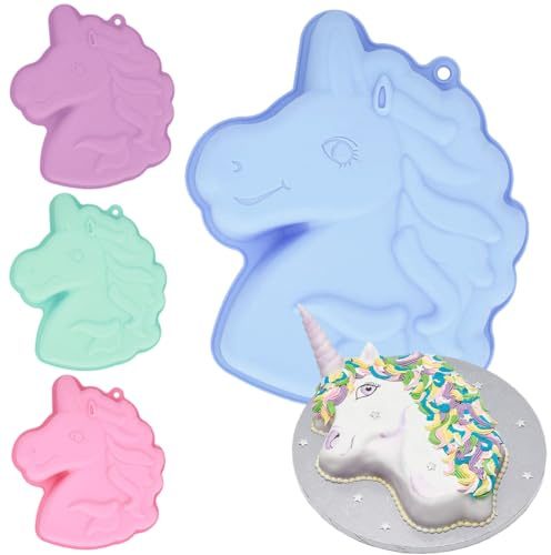 Einhorn Backform - Silikonformen Einhorn Backform - Einhorn Kuchenform Silikon | 3D Kuchenbackform, Unicorn Baking Mould für Geburtstage, Mottopartys, Schokolade und Desserts(Zufällige Farblieferung)