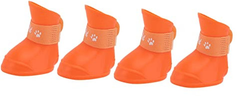 BESPORTBLE Hunde Regenstiefel aus PVC, rutschfest, Orange Größe S