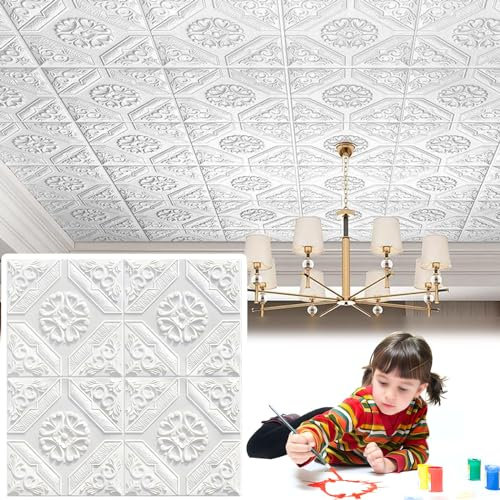 HAILM 3D Tapete Selbstklebend, Wandpaneele Tapete Ziegelstein-Effekt 70×70 cm, DIY Wandverkleidung Steinoptik Wasserdicht, XPE-Schaum-Wandtapete 3D Für Küche, Bad, Wohnzimmer - Weiß,25pcs