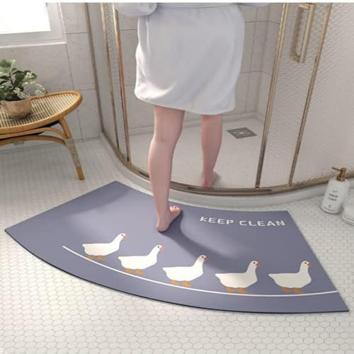 YZBBSH Corner Shower Mats Non Slip,Quadrant Curved Shower Mat,Absorbent Diatom Mud Quick Drying Non-Slip Bath Mat,Anti-Slip Curved Bathroom Carpet Rugs For Home Hotel (A)