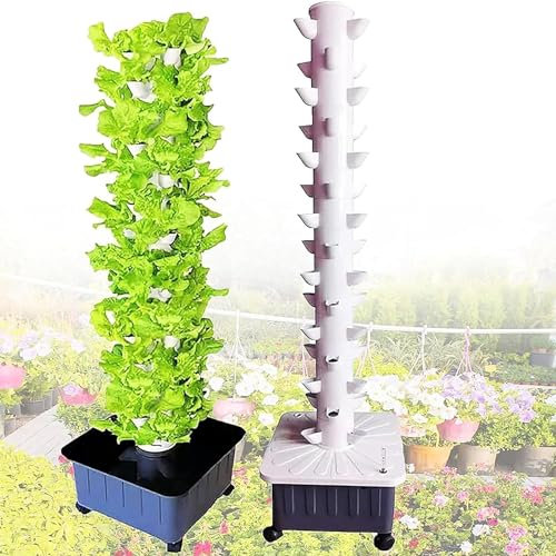 WJYTDHIQS Hydrokultur-Anbausystem, vertikaler Gartenpflanzer mit 45 Löchern, Hydrokultur-Anbauset, Aquaponik-Anbausystem,Turm-Anbausystem für Kräuter und Gemüse, für Kräuter und Gemüse