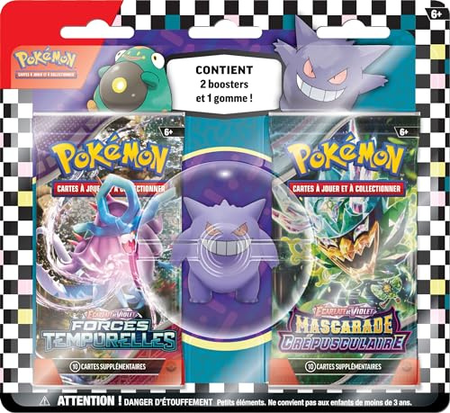 Pokémon TCG: Blister mit Radiergummi – Es ist der Schulanfang – Ectoplasma (1 Pokémon Radiergummi und 2 Booster)